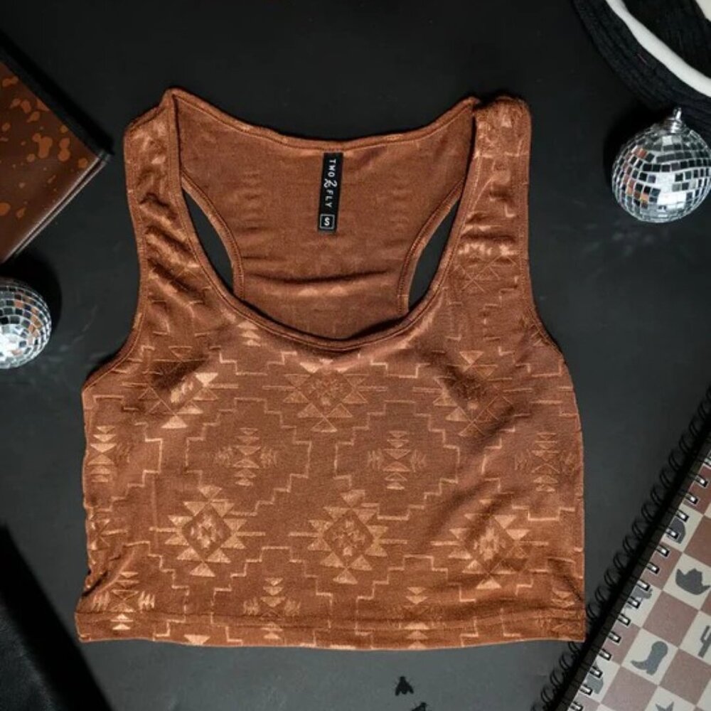 Rust Aztec Cropped Tank - Picture 3 of 4